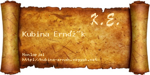 Kubina Ernák névjegykártya